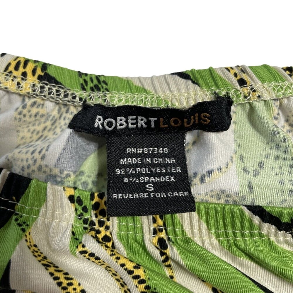 Robert Louis Women's Cold Shoulder Blouse Top Size Small Beige Tropical Print - Picture 6 of 11